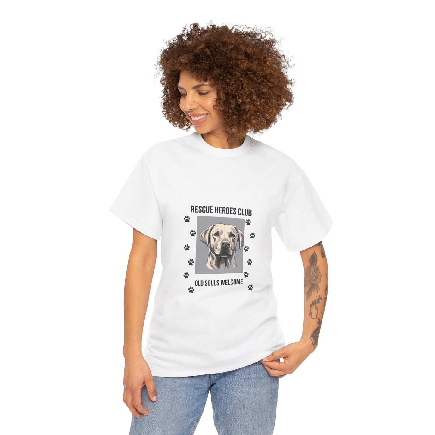 Rescue Paws Unisex Heavy Cotton Tee, Animal Lover Gift, Dog Rescue Club Shirt, Pet Advocacy Apparel, Perfect for Animal Lovers
